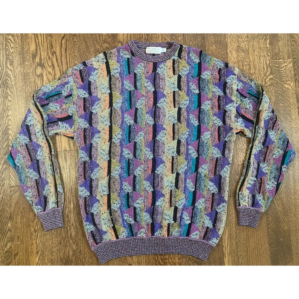 Vintage St. Croix Knits 3D Cosby Biggie Textured Crewneck Sweater XL  USA Made